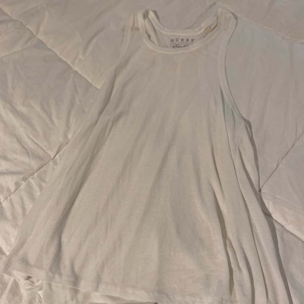 Guess - free size - white ribbed cotton tank loose